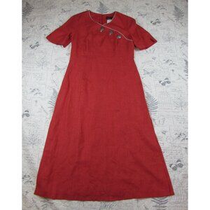 ADMONT Coral Red tipped linen HAND MADE BAVARIA Women midi womens size 40 US 10